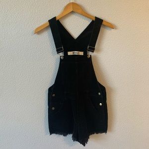 Brandy Melville Black Velvet Overalls